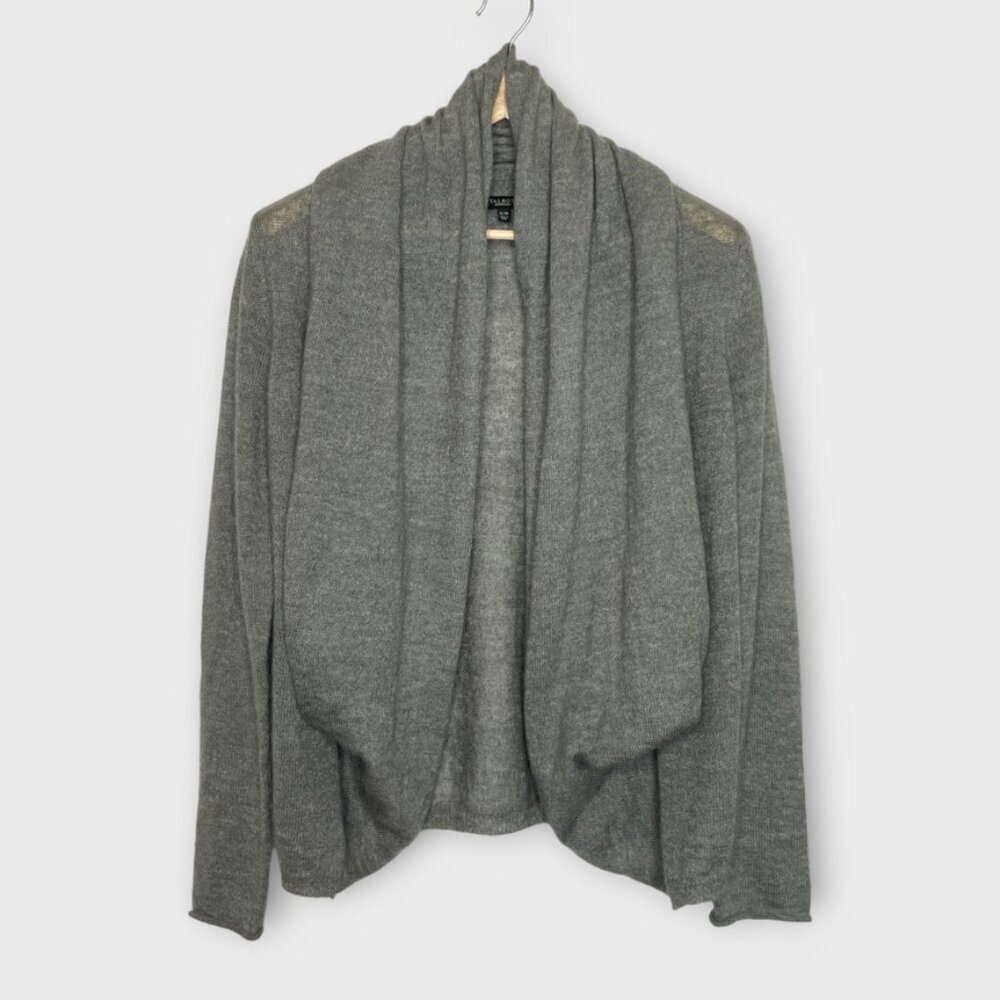 🦜 Talbots Open Cardigan Sweater Attached Scarf Grey Size S/M